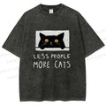 Unisex Less People More Cats Printed Washed Tee