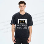 Unisex Less People More Cats Printed Washed Tee