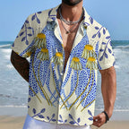 Blue Cheetah And Daisy Hawaiian Shirt