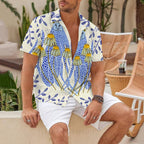 Blue Cheetah And Daisy Hawaiian Shirt