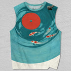 Unisex Koi Fish Vinyl Record Printed Tank Top