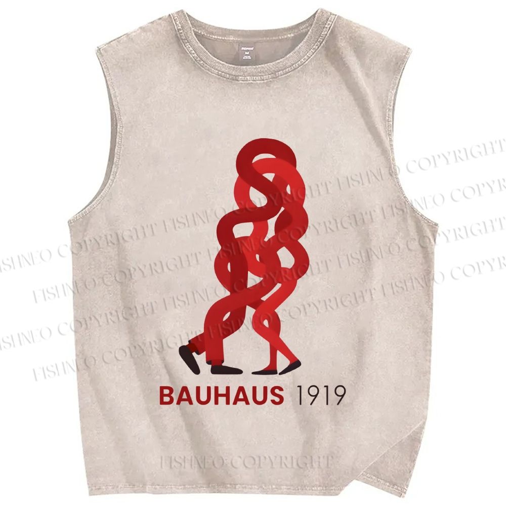 Unisex Bauhaus 1919 Design Printed Washed Tank Top
