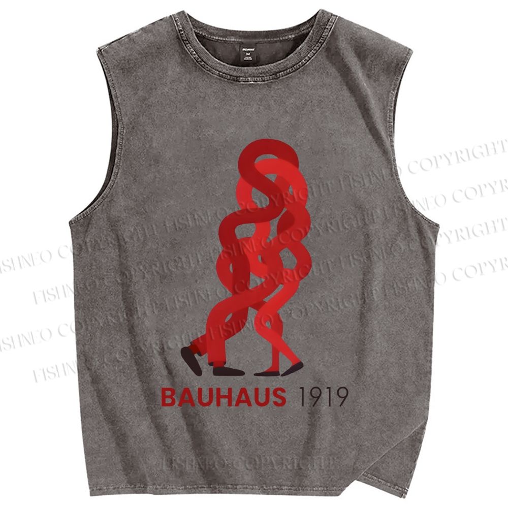 Unisex Bauhaus 1919 Design Printed Washed Tank Top