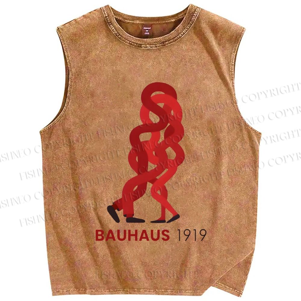 Unisex Bauhaus 1919 Design Printed Washed Tank Top