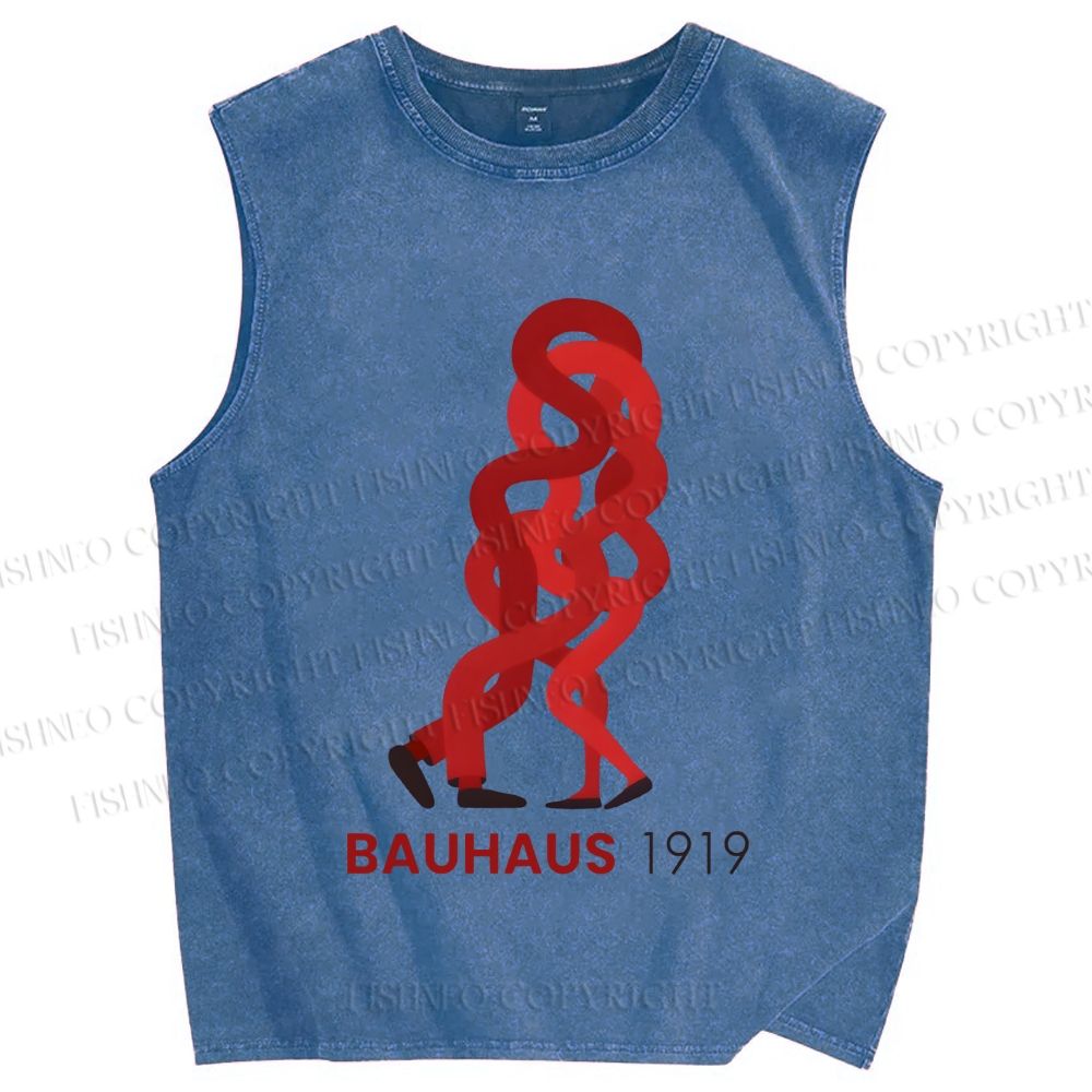 Unisex Bauhaus 1919 Design Printed Washed Tank Top