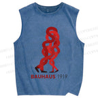 Unisex Bauhaus 1919 Design Printed Washed Tank Top
