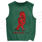 Unisex Bauhaus 1919 Design Printed Washed Tank Top