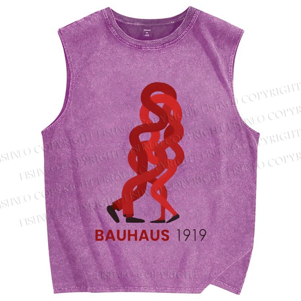 Unisex Bauhaus 1919 Design Printed Washed Tank Top