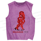 Unisex Bauhaus 1919 Design Printed Washed Tank Top