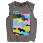 Unisex Yayoi Kusama Multicolor Clouds Printed Washed Tank Top