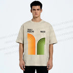 Unisex Bauhaus Line Design Printed Washed Tee