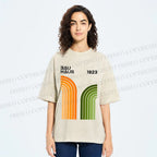 Unisex Bauhaus Line Design Printed Washed Tee