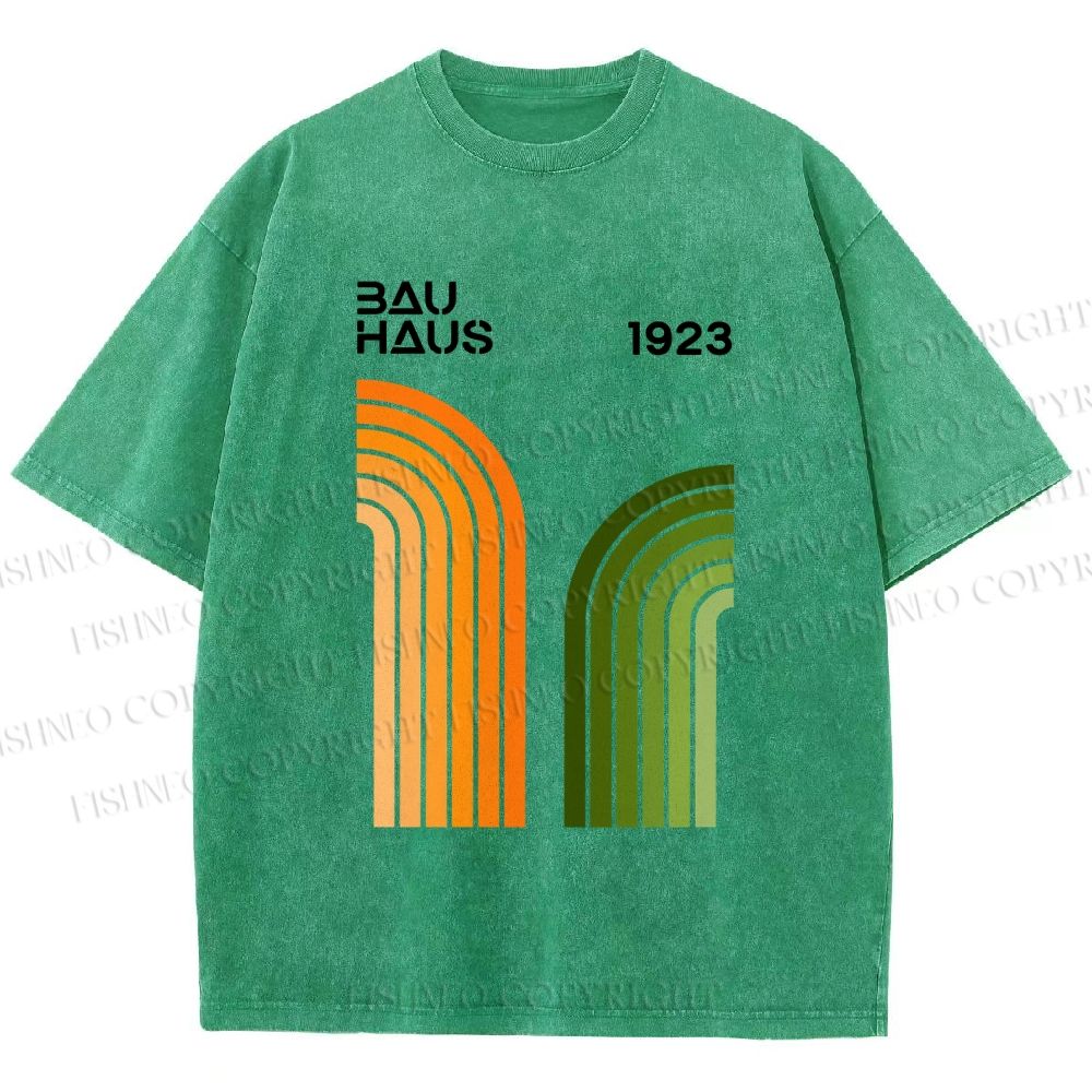 Unisex Bauhaus Line Design Printed Washed Tee