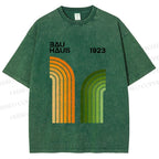 Unisex Bauhaus Line Design Printed Washed Tee