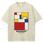 Unisex Bauhaus Cat Printed Washed Tee