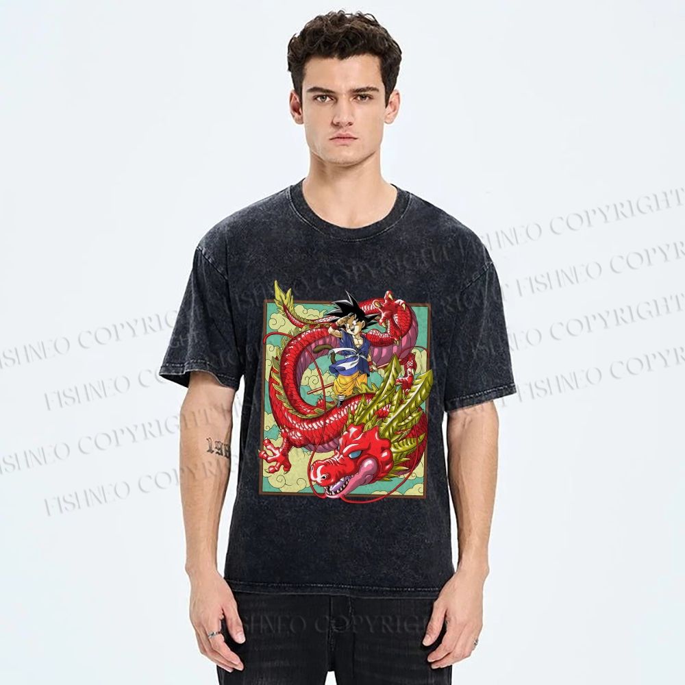 Unisex Dragon Ball Goku Printed Washed Tee