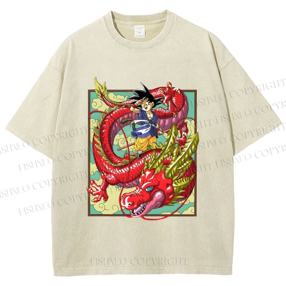 Unisex Dragon Ball Goku Printed Washed Tee