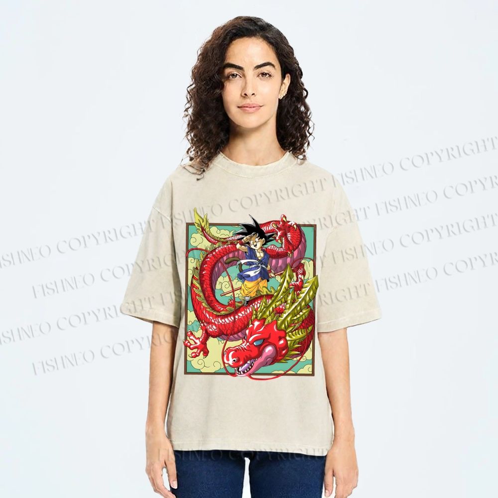 Unisex Dragon Ball Goku Printed Washed Tee