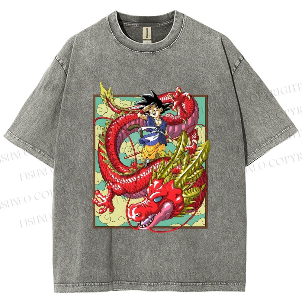 Unisex Dragon Ball Goku Printed Washed Tee