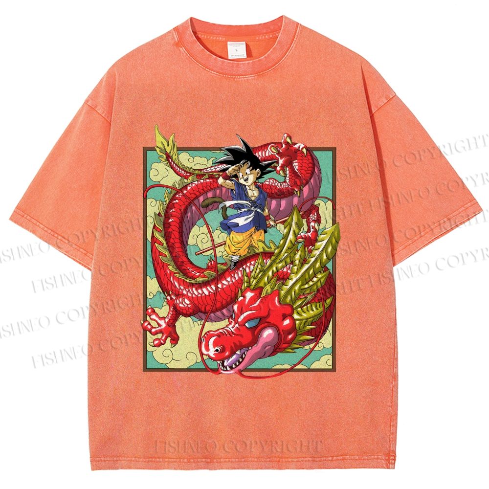 Unisex Dragon Ball Goku Printed Washed Tee
