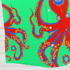 Red Octopus In Green Ocean Hawaiian Shirt