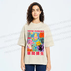 Unisex Yayoi Kusama Multicolor Cats Printed Washed Tee