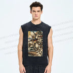 Unisex Ukiyo-e Gundam Printed Washed Tank Top