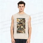 Unisex Ukiyo-e Gundam Printed Washed Tank Top
