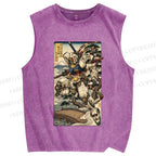 Unisex Ukiyo-e Gundam Printed Washed Tank Top
