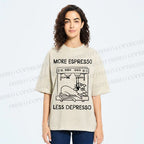 Unisex More Espresso Less Depresso Cat Printed Washed Tee