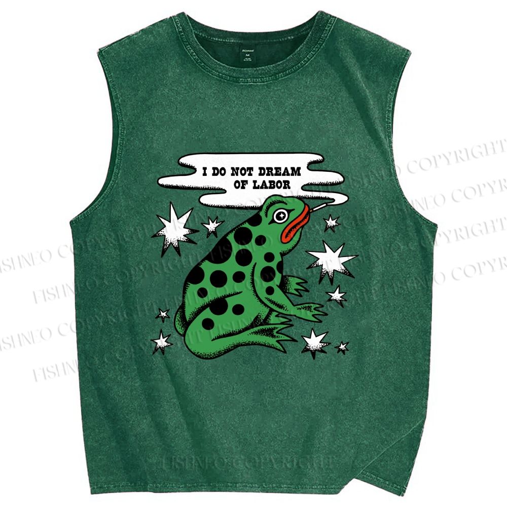 Unisex I Do Not Dream of Labor Frog Printed Washed Tank Top
