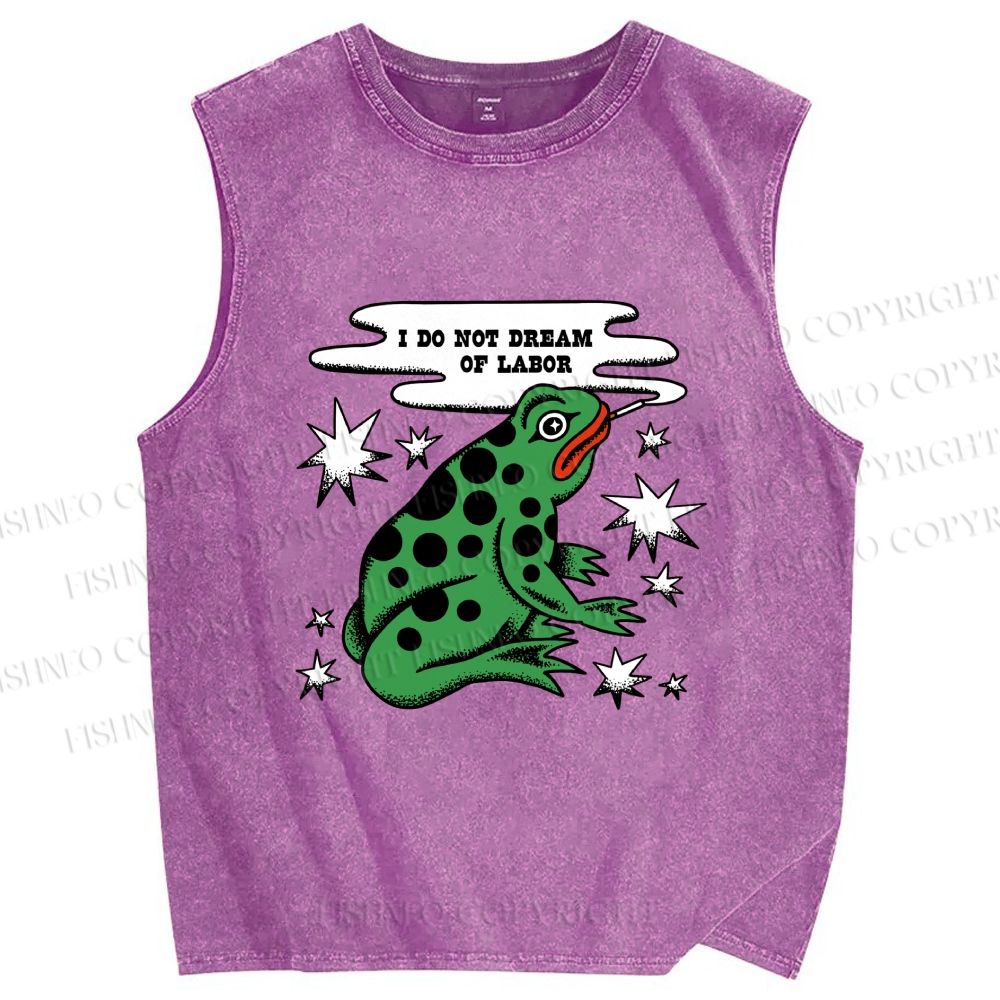 Unisex I Do Not Dream of Labor Frog Printed Washed Tank Top