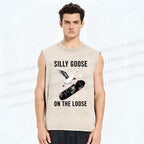Unisex Cool Goose On Skateboard Printed Washed Tank Top