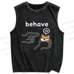 Unisex Funny Shiba Refusing To Behave Printed Washed Tank Top