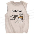 Unisex Funny Shiba Refusing To Behave Printed Washed Tank Top
