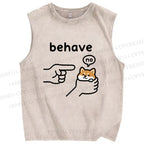 Unisex Funny Shiba Refusing To Behave Printed Washed Tank Top