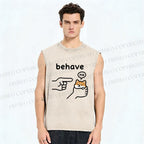 Unisex Funny Shiba Refusing To Behave Printed Washed Tank Top