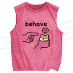 Unisex Funny Shiba Refusing To Behave Printed Washed Tank Top