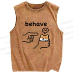 Unisex Funny Shiba Refusing To Behave Printed Washed Tank Top