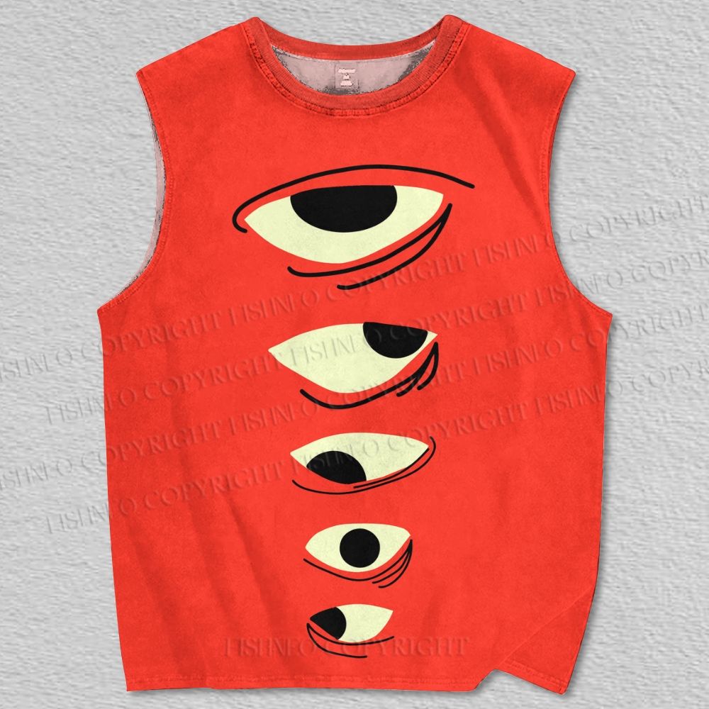 Unisex Psychedelic Eyes Printed Tank Top