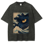 Cats in Japan's Giant Waves Vintage Washed T-shirt