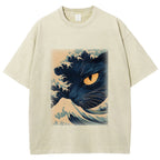 Cats in Japan's Giant Waves Vintage Washed T-shirt