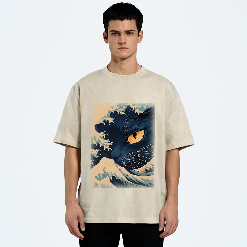 Cats in Japan's Giant Waves Vintage Washed T-shirt