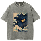 Cats in Japan's Giant Waves Vintage Washed T-shirt