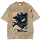Cats in Japan's Giant Waves Vintage Washed T-shirt