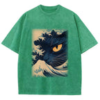 Cats in Japan's Giant Waves Vintage Washed T-shirt