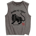 Born to fight Retro Tiger Vintage Distressed Washed Tank Top