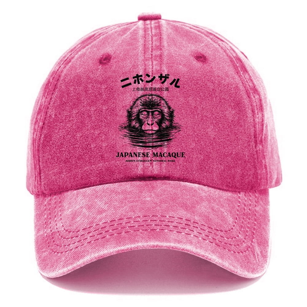 The Macaque Monkey In The Bath Japanese Washed Cap