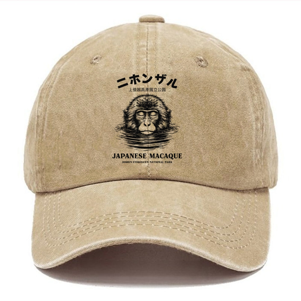 The Macaque Monkey In The Bath Japanese Washed Cap