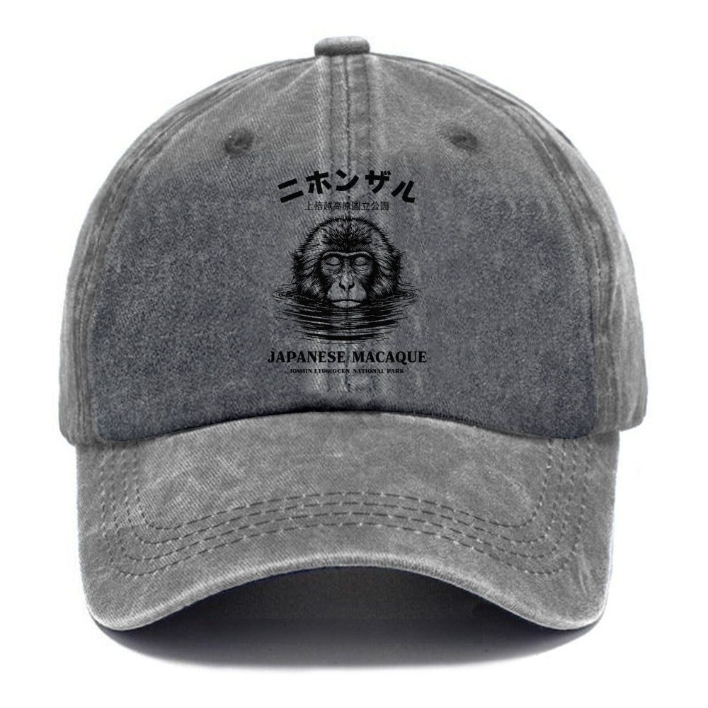 The Macaque Monkey In The Bath Japanese Washed Cap